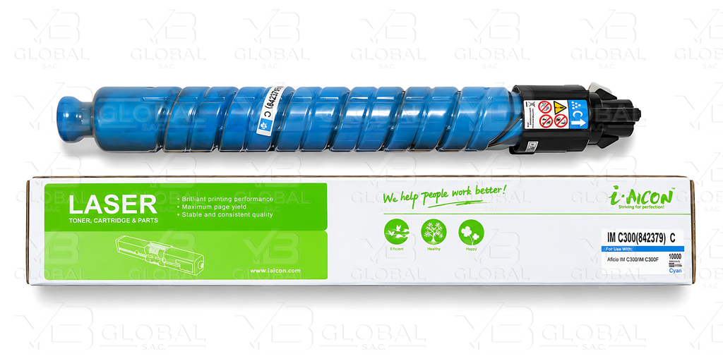Cartucho de Tóner Cyan Compatible Ricoh IM C300 Marca i-Aicon